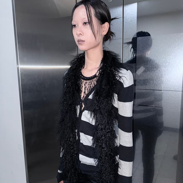 stripe long cardigan