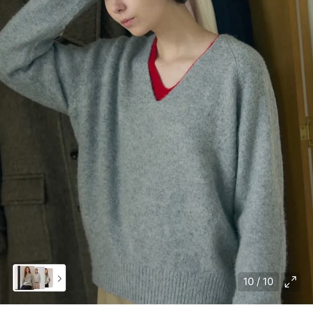 (새상품)(S) 드로우핏 우먼 헤어리 울 브이넥 풀오버 니트 GREY