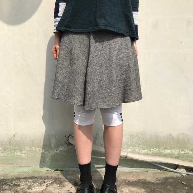그레이 니트 레이어드 스커트