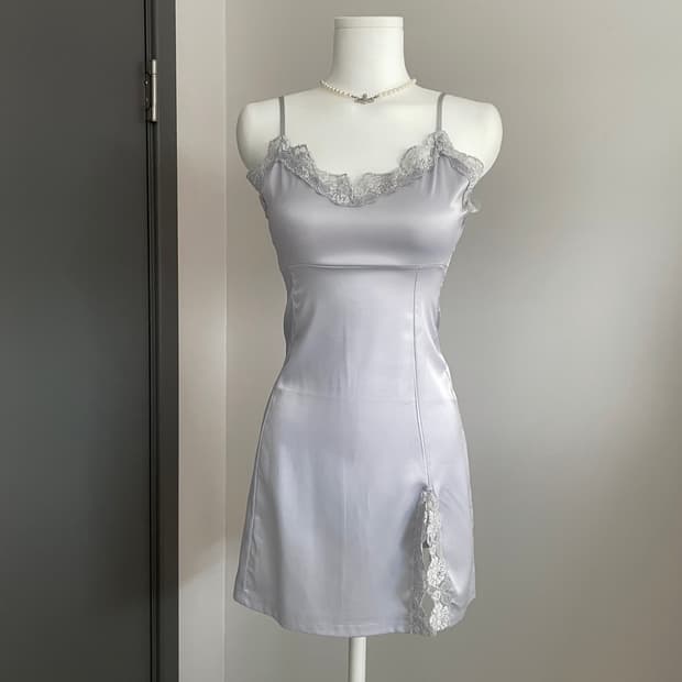 스윔시티 실키 드레스 실키원피스 실버그레이