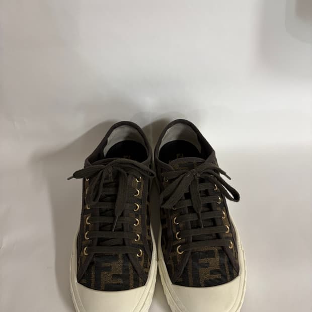 FENDI FF 모노그램 자카드 패브릭 스니커즈