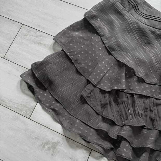 도트 패치워크 레이어드 셔링 아카이브 캉캉스커트 치마