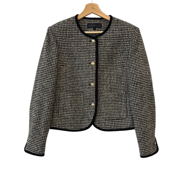 올리브데올리브 23fw 라운드넥 체크 자켓