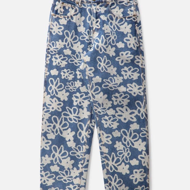 버터굿즈 Butter goods 플라워 데님 와이드 팬츠 인디고