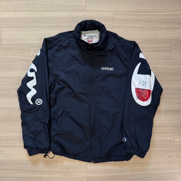슈프림 챔피온 콜라보 스크립트 로고 후디드 자켓 L