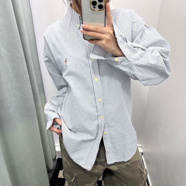 랄프로렌 블루 스트라이프 코튼 셔츠