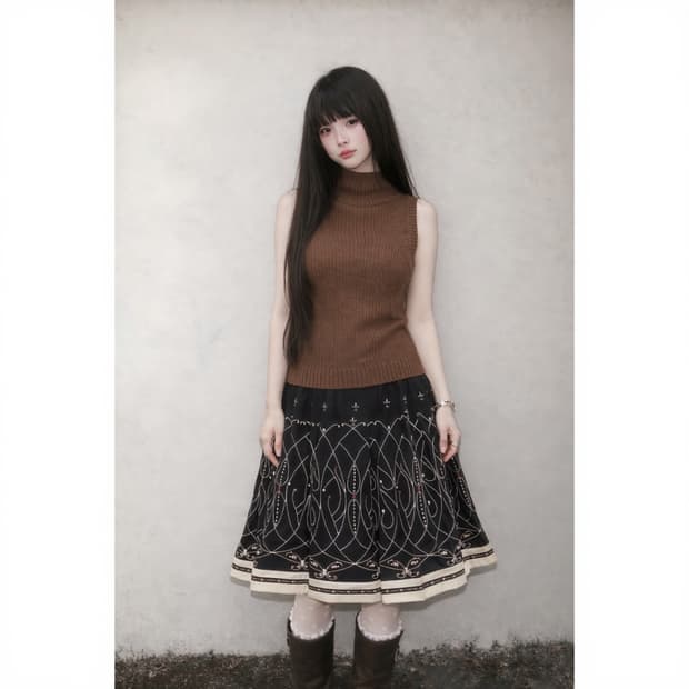 Brown Top + Skirt Cody Set