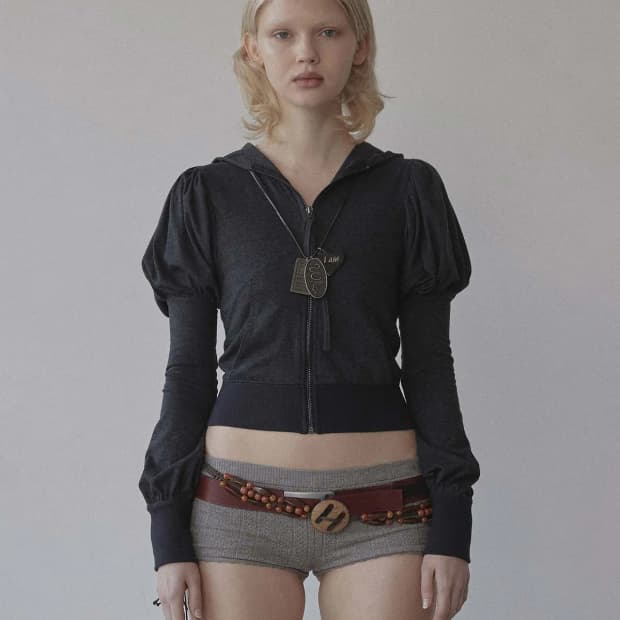 Solid Zip-Up Hoodie Charcoal