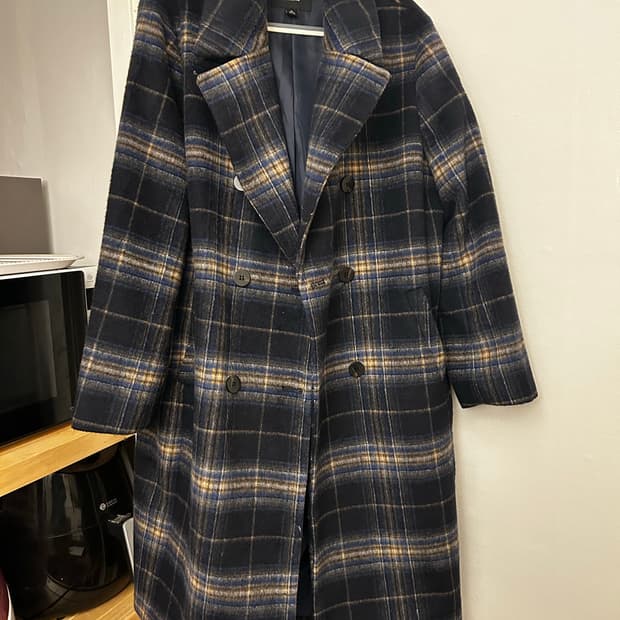 체크 롱 코트