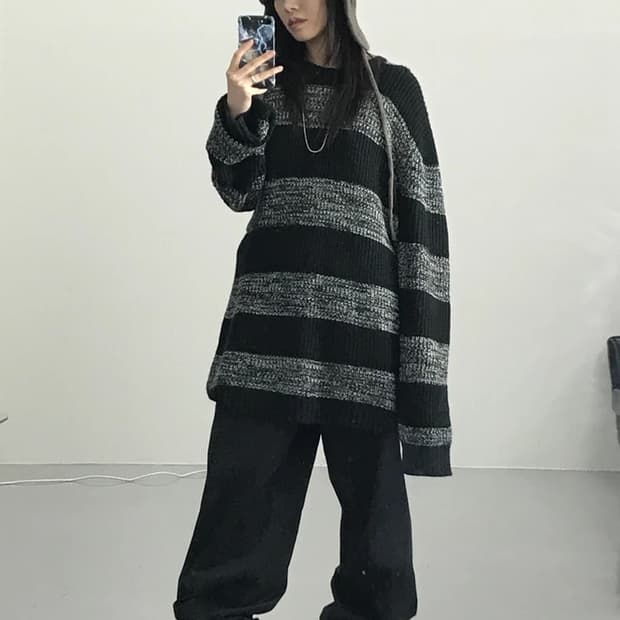 Alpha Magic Loose Stripe Knit Japan Made