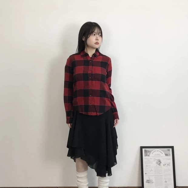 Abercrombie Red Black Plaid Shirt