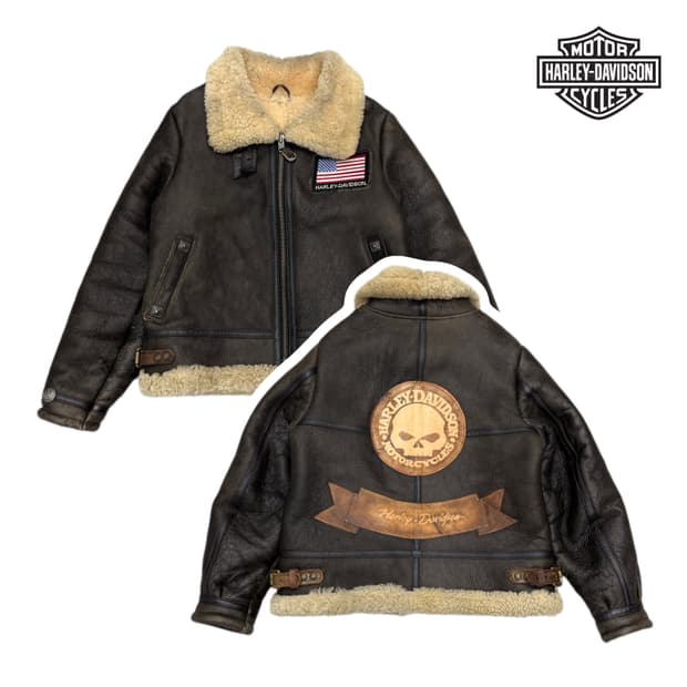 할리데이비슨 B-3 패치 커스텀 램스킨 양가죽 무스탕 자켓