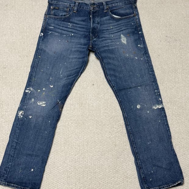 폴로 랄프로렌 Varick Slim Straight 페인팅 워싱 데님