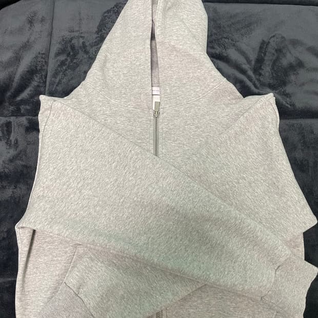 시그니처 투웨이 크롭 후드집업 그레이