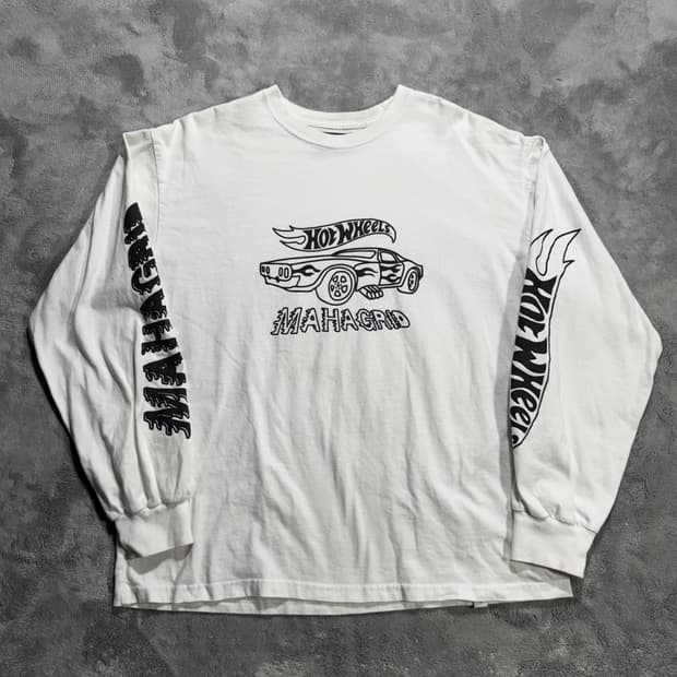 마하그리드 X 핫휠 콜라보 긴팔티 화이트