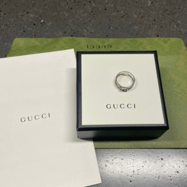 구찌 인더로킹G 씬 오픈밴드 실버 반지  10호