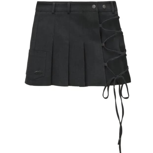 허그유어스킨 Denim pleats wrapped skirt
