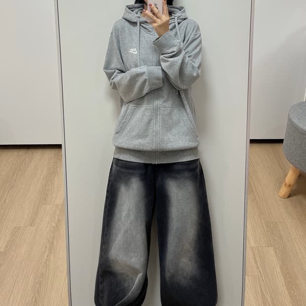 나이키 자수로고 그레이 후드집업 105