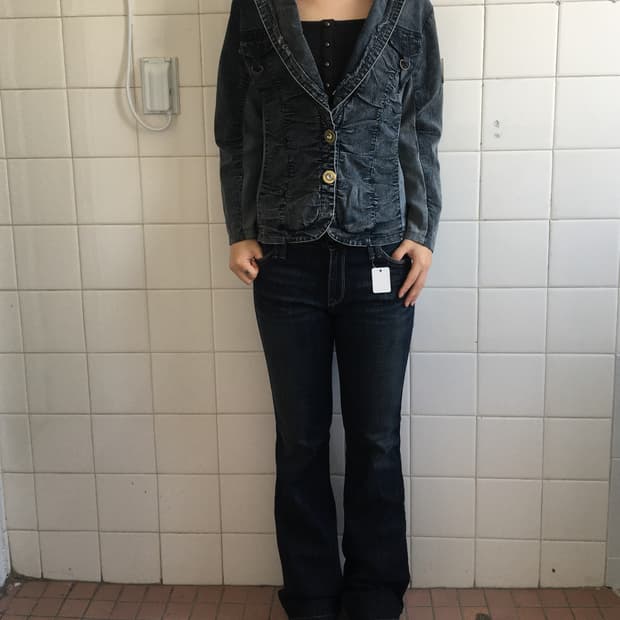 Shirring denim jacket