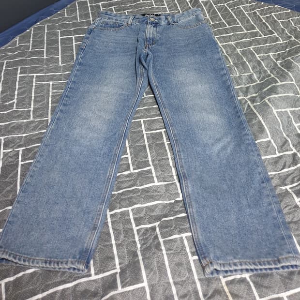 원더플레이스 테이퍼드핏 워싱 데님팬츠 중청 (M)