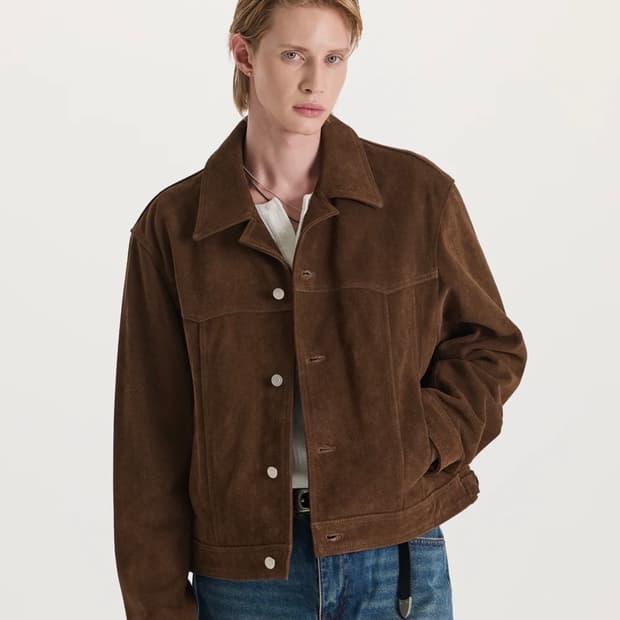 (L) 커네트킨록 카우 스웨이드 트러커 자켓 (브라운)