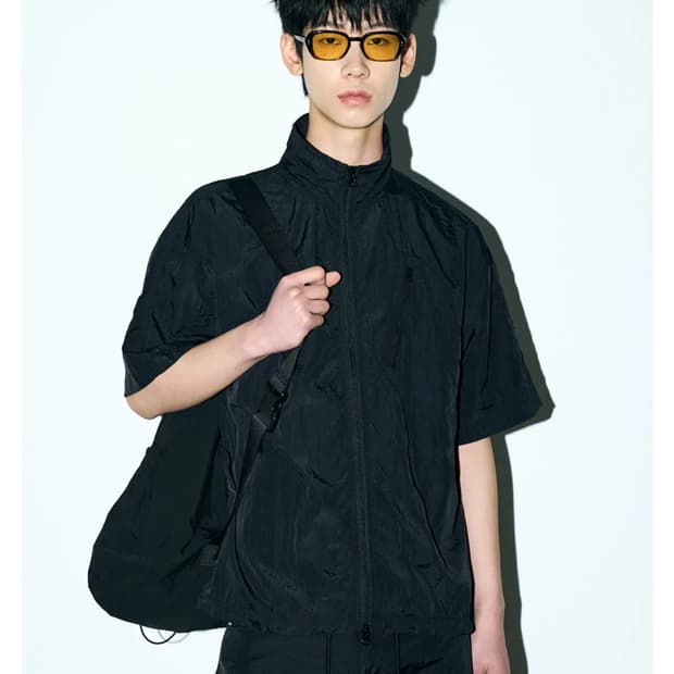 파르티멘토 나일론 하프 집업 셔츠 블랙 s