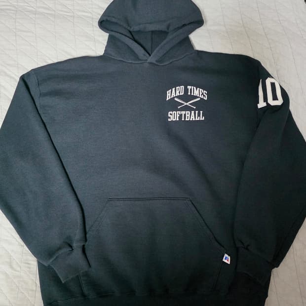 [L] 90s 빈티지 러셀 애슬레틱 소프트볼 10 후드 블랙 굿컨디션