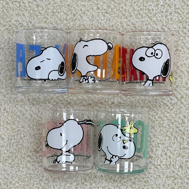 미사용 새상품) 빈티지 스누피 유리컵 세트