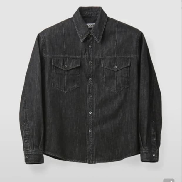 쿠어 워시드 데님 더블 포켓 셔츠 새제품