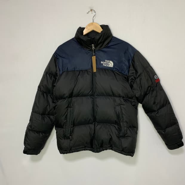 노스페이스 블랙/네이비 빈티지 투톤 눕시 패딩 남성 M 남녀공용