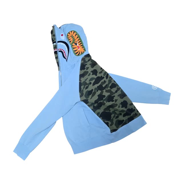 베이프 샤크 쿼터 집업 후드