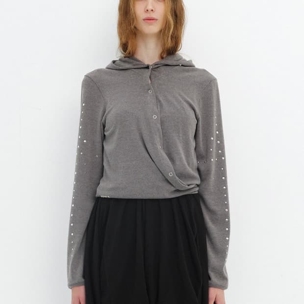 세릭 BEADS WRAP HOOD CARDIGAN
