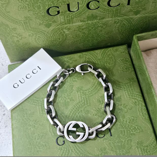 구찌 인터로킹 G 와이드 팔찌 17사이즈 [정품/풀구성]