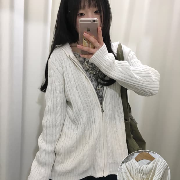 니트 후드 집업