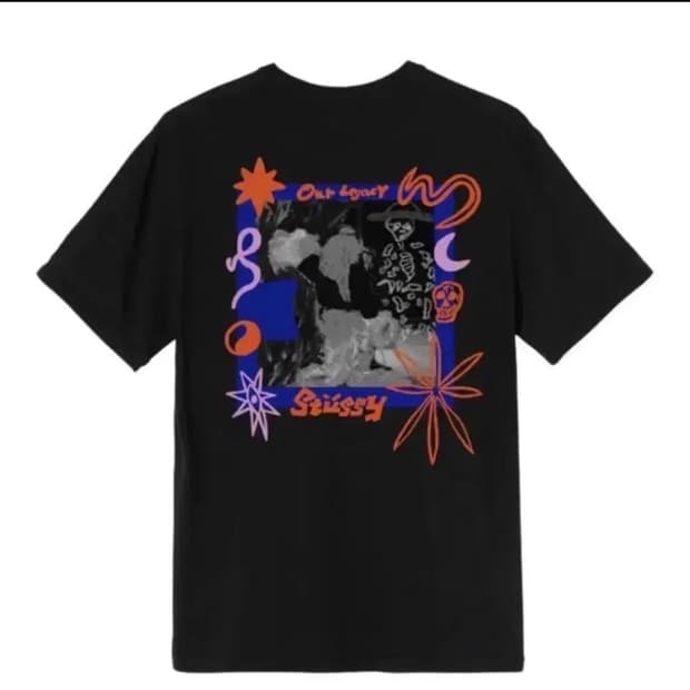 스투시 x 아워레가시 포트레이트 티셔츠 블랙 L