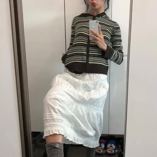 Coyseio 코이세이오 소프트 니트 집업 스트라이프