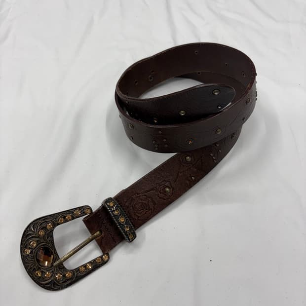빈티지 웨스턴 스터드 레더 벨트