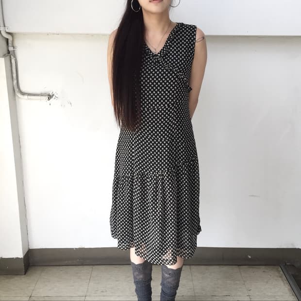 Vintage 에스닉 페어리 도트 쉬폰 원피스