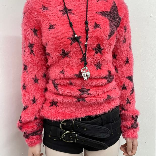 펑크 헤어리 스타 니트