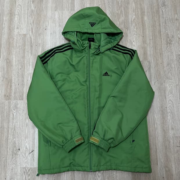 아디다스 올드스쿨 사이드라인 바람막이 후드 패딩 점퍼 L(100)