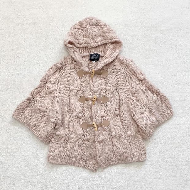 모리걸 사와코 핑크 폼폼이 후드 케이프