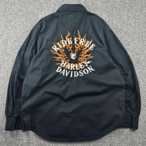 할리 데이비슨 플레임 이글 바이커 셔츠 ( L ) / 11592