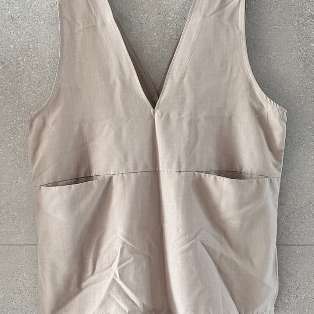 일본 앞치마 베이지 기본 숏