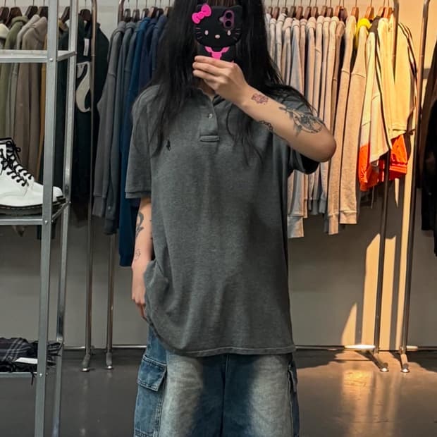 폴로 랄프로렌 신형포니 챠콜 커스텀핏 카라티 A1418
