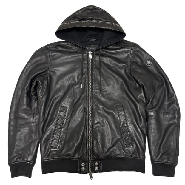 디젤(DIESEL) 램스킨 후드 레더 자켓