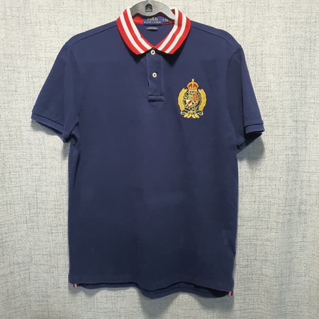 폴로 랄프로렌 커스텀슬림핏 네이비 엠블럼 반팔 카라티 