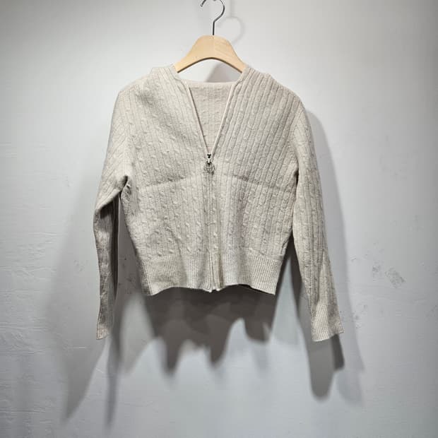 라우렐(laurel) 울캐시미어 후드 니트 집업 S