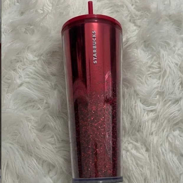 스타벅스 레드 글리터 콜드컵 텀블러