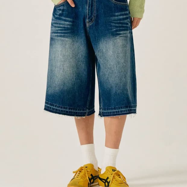 (새상품) 세터 가봉 데님 버뮤다 팬츠 인디고 블루 L 