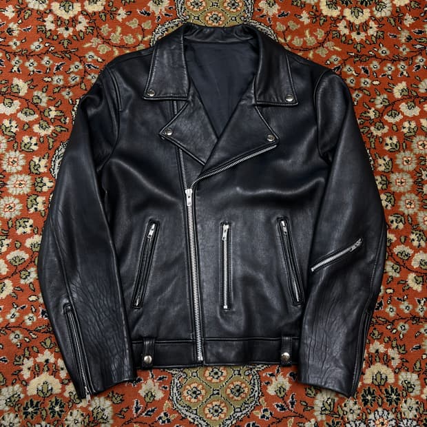 [L] 램스킨 더블 라이더 가죽자켓 블랙